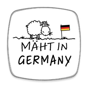 Mäht in Germany – Lustiger Schaf Spruch - Square fridge magnet - white - Front