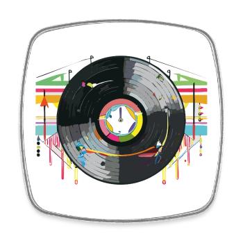Vinyl_3 - Magnet carré - blanc - Devant