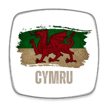 Grunge-walisische Flagge, Vintage Wales - Viereckiger Kühlschrankmagnet - Weiß - Vorne