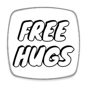 Free Hugs Typographie pop audacieuse - Magnet carré - blanc - Devant