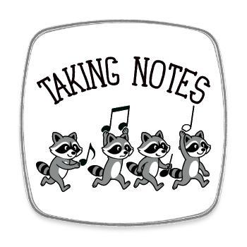 Raccoon Musical Notes Music - Square fridge magnet - white - Front