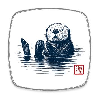 Loutre de mer avec tampon Kanji - Magnet carré - blanc - Devant