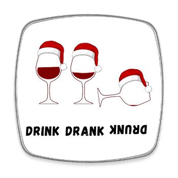 Drink Drank Drunk – Ugly Christmas Sweater Style - Viereckiger Kühlschrankmagnet - Weiß - Vorne