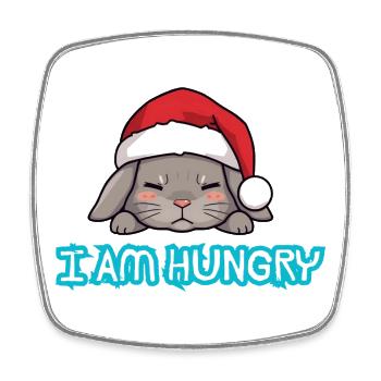 Weihnachten Gourmet Hase - Viereckiger Kühlschrankmagnet - Weiß - Vorne