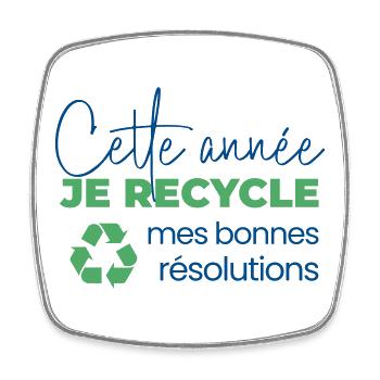 Cette année je recycle mes bonne résolutions - Magnet carré - blanc - Devant