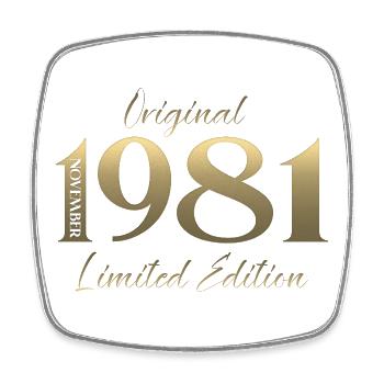 44th Birthday Original November Vintage 1981 - Square fridge magnet - white - Front