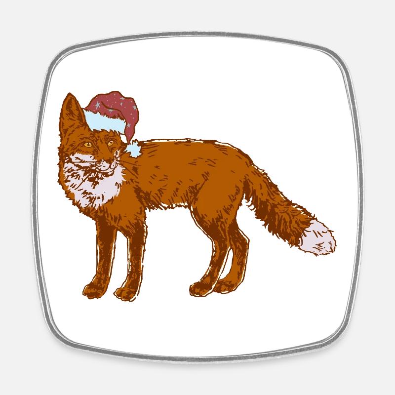 RENARD DE NOËL - Magnet carré - blanc