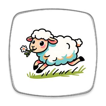 Agneau mouton dans le pré - Magnet carré - blanc - Devant