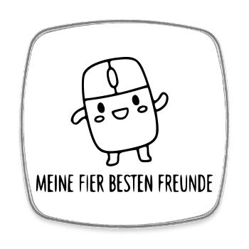 gamer-friends-mouse-buttons-funny-spruch_1 - Square fridge magnet - white - Front