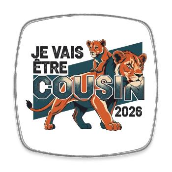 Soon Cousin 2026 Gift Announcement Birth - Square fridge magnet - white - Front