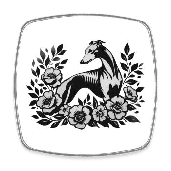 Galgo Stencil Art - Viereckiger Kühlschrankmagnet - Weiß - Vorne