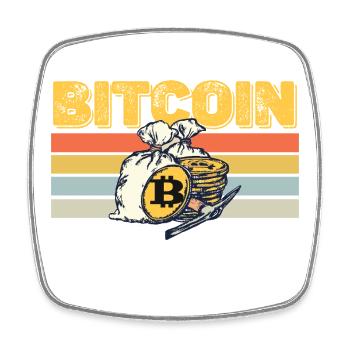 Bitcoin mining retro - Square fridge magnet - white - Front