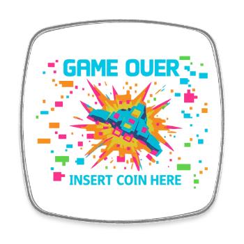 Game Over Neon Arcade Game - Square fridge magnet - white - Front