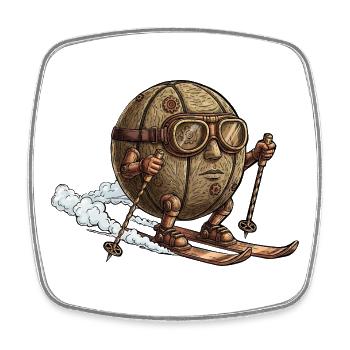Steampunk Skier Ballon Figurine Sports d’hiver rétro - Magnet carré - blanc - Devant