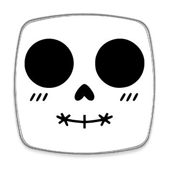 Minimalist Kawaii Skull Face - Square fridge magnet - white - Front