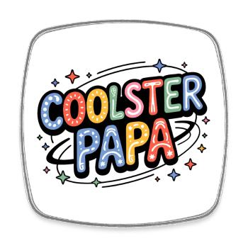 Coolster Papa bunte Retro-Buchstaben - Viereckiger Kühlschrankmagnet - Weiß - Vorne