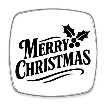 Merry Christmas mit Stechpalmenblättern - Viereckiger Kühlschrankmagnet - Weiß - Vorne