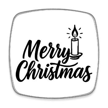 Merry Christmas with Christmas Candle - Square fridge magnet - white - Front