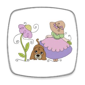 Maedchen_mit_Hund - Magnet carré - blanc - Devant