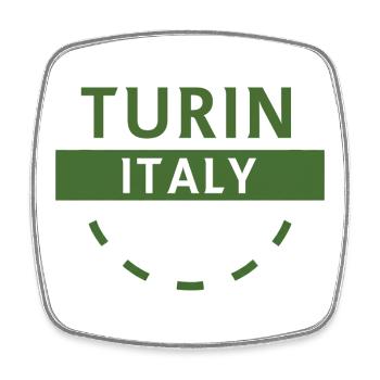 Turin, Italie, Emblème - Magnet carré - blanc - Devant