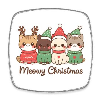 Meowy Christmas Cat Squad, Kittens  - Square fridge magnet - white - Front