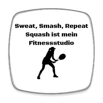 Transpirez, écrasez, répétez – le squash est ma salle de sport - Magnet carré - blanc - Devant