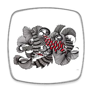 Black White Red Pattern - Square fridge magnet - white - Front