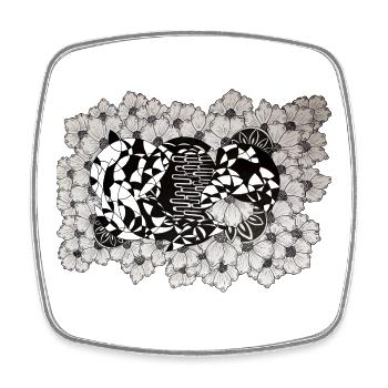 Motif de lignes de fleurs noires - Magnet carré - blanc - Devant