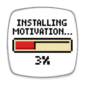 Installation von Motivation Progress - Viereckiger Kühlschrankmagnet - Weiß - Vorne