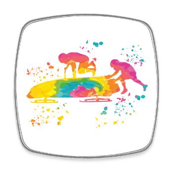 Bobsleigh Two-man Bobsleigh - Square fridge magnet - white - Front