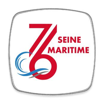 Logo 76 Seine Maritime  - Magnet carré - blanc - Devant