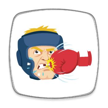 Cartoon Boxing Head Blow - Square fridge magnet - white - Front