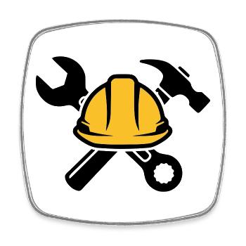 Artisans et ouvriers du bâtiment | Logo de l’outil - Magnet carré - blanc - Devant