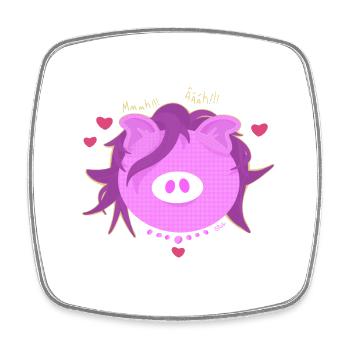 Pig Love Pop - Viereckiger Kühlschrankmagnet - Weiß - Vorne
