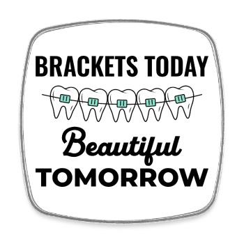 Brackets Heute schön morgen Kieferorthopädie - Viereckiger Kühlschrankmagnet - Weiß - Vorne