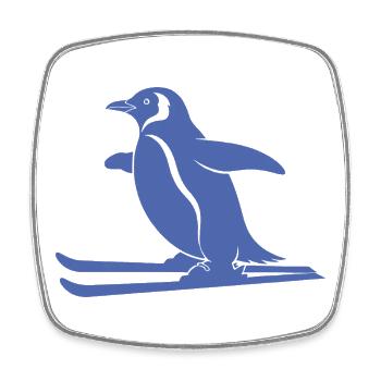 Minimalistischer Pinguin Skifahrer Winter Sport - Viereckiger Kühlschrankmagnet - Weiß - Vorne