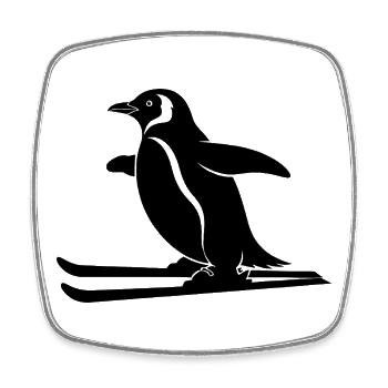 Minimalistischer Pinguin Skifahrer Winter Sport - Viereckiger Kühlschrankmagnet - Weiß - Vorne