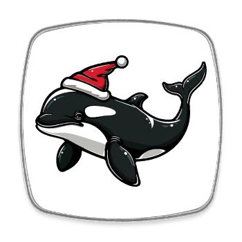 Whale Christmas - Square fridge magnet - white - Front