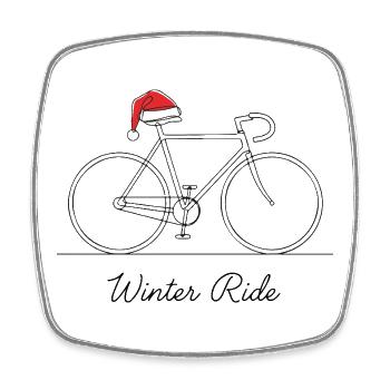Winter Ride Fahrrad Gliederung - Viereckiger Kühlschrankmagnet - Weiß - Vorne