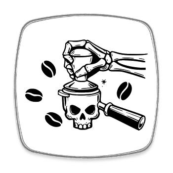 Café jusqu’à la mort : conception du crâne de barista - Magnet carré - blanc - Devant