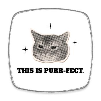 Le Chat Ronron-parfait - Magnet carré - blanc - Devant