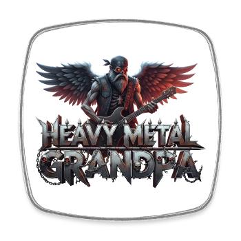 Heavy Metal Grandpa - Square fridge magnet - white - Front