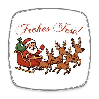 Merry celebration with reindeer sleigh - Square fridge magnet - white - Front