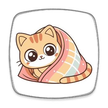 Cute Wrapped Covered Kitten - Square fridge magnet - white - Front