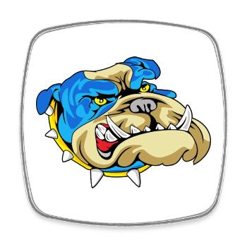 Blue Bulldog Snarl - Square fridge magnet - white - Front