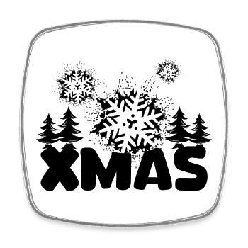 XMAS Design mit Schneeflocken und Tannen - Viereckiger Kühlschrankmagnet - Weiß - Vorne