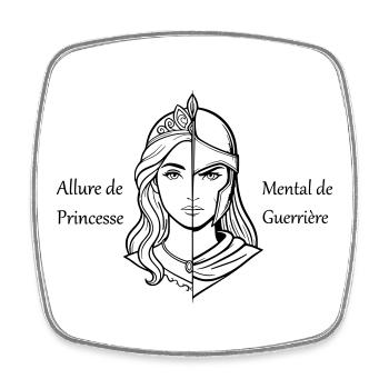 Woman's Princess Look & Warrior Mental - Square fridge magnet - white - Front