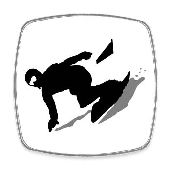 Snowboard Slalom - Magnet carré - blanc - Devant