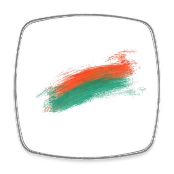 Design artistique de coups de pinceau orange sarcelle - Magnet carré - blanc - Devant