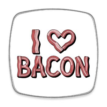 I Heart Bacon Illustration – ICH LIEBE SPECK - Viereckiger Kühlschrankmagnet - Weiß - Vorne